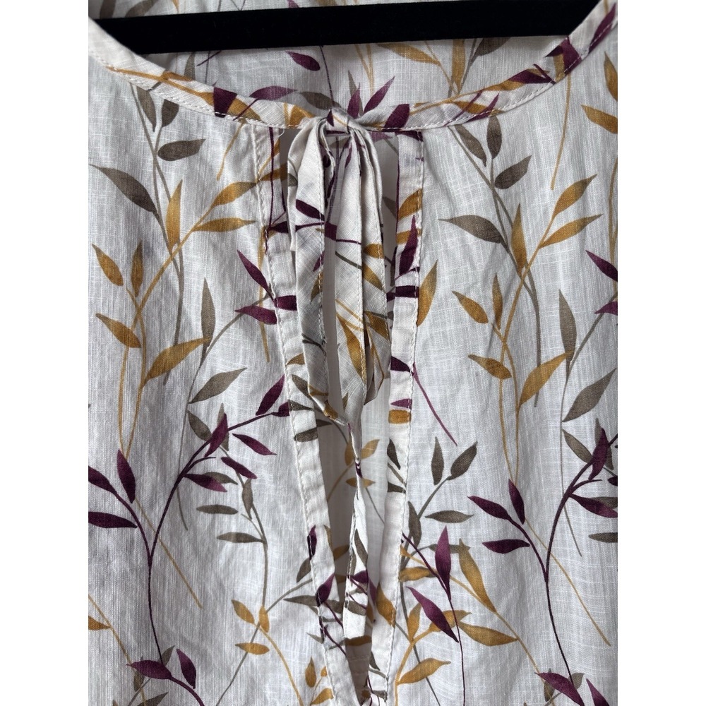 Eddie Bauer Women's XL Cotton Tassel Tunic Popover Peasant Cottagecore Leaves - Picture 4 of 5